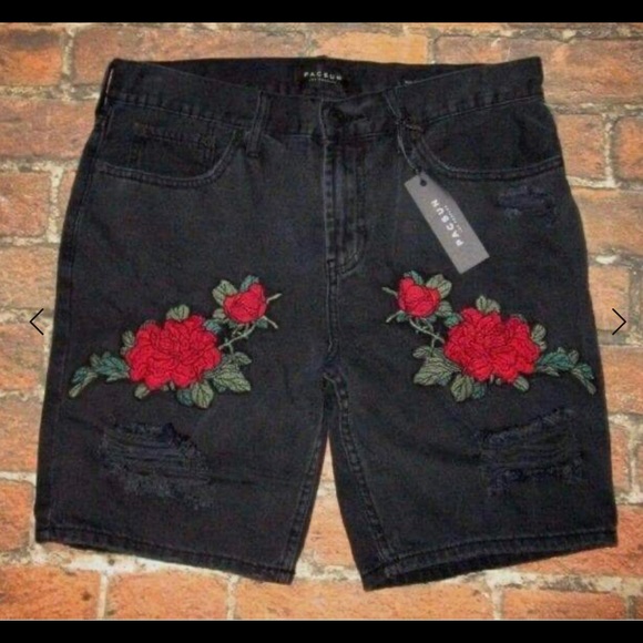 COPY - PacSun Roses Slim Fit Distressed Denim Shorts - Picture 2 of 2